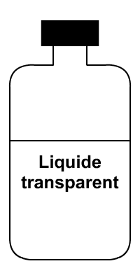 Dessin d'un flacon contenant un liquide transparent