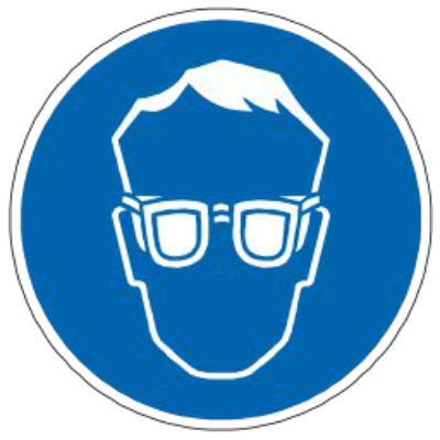 Pictogramme obligation : Porter obligatoirement des lunettes de protection