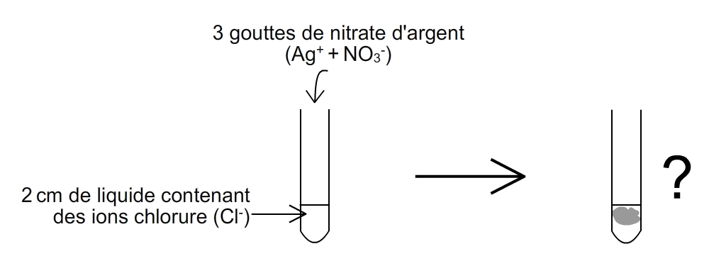 Test des ions chlorure en cours